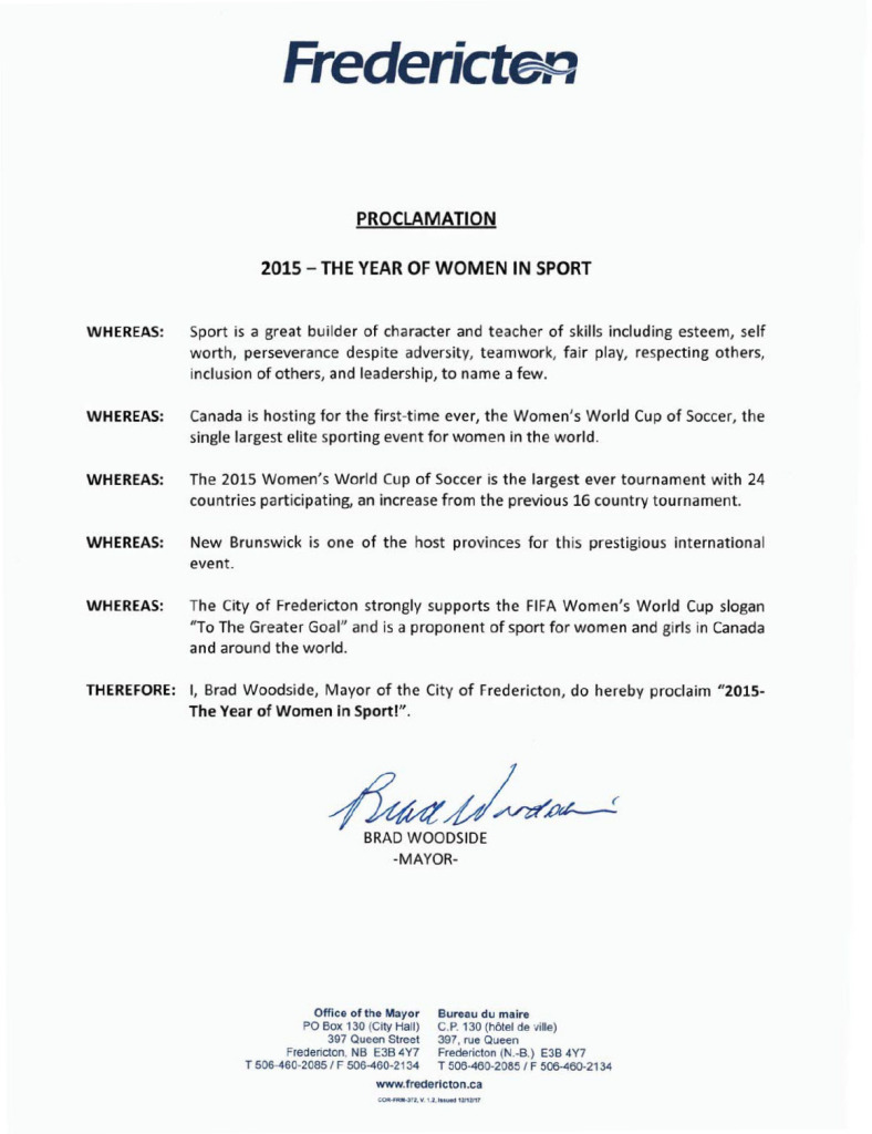 Fredericton NB Declaration Jan 12 2015