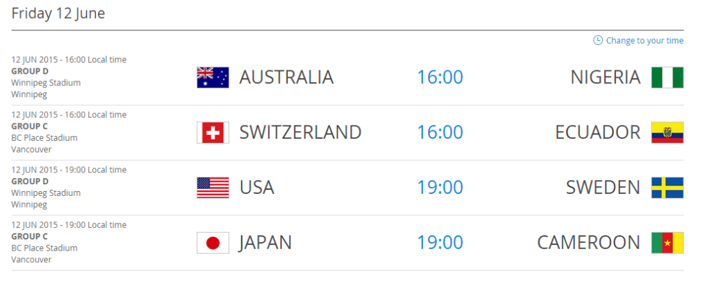 schedule for June 12 2015